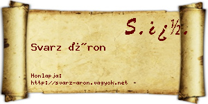 Svarz Áron névjegykártya